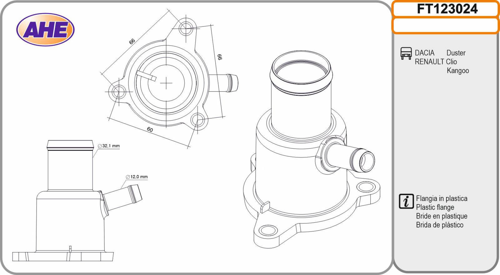 Flangia DACIA / RENAULT Duster / Clio / Kangoo 1.4 / 1.6 08.95-