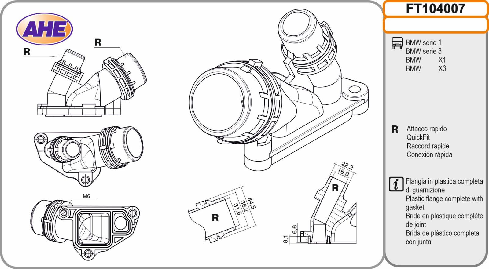 Flangia BMW serie 1 / 3 / X1 / X3 16d / 18d / 20d / 23d 09.06-02.17