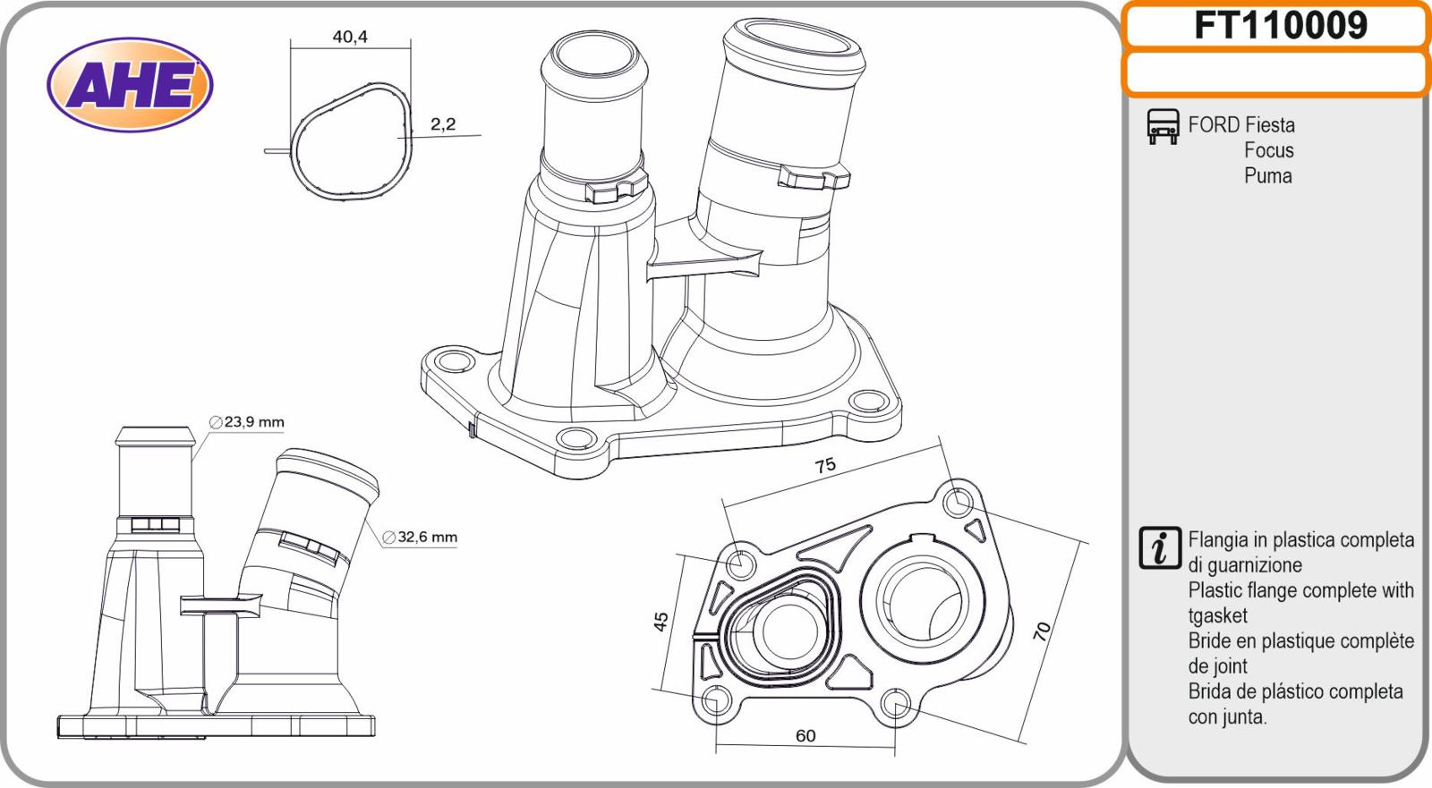 Flangia FORD Fiesta / Focus / Puma 1.25 / 1.4 / 1.6 08.95-11.04