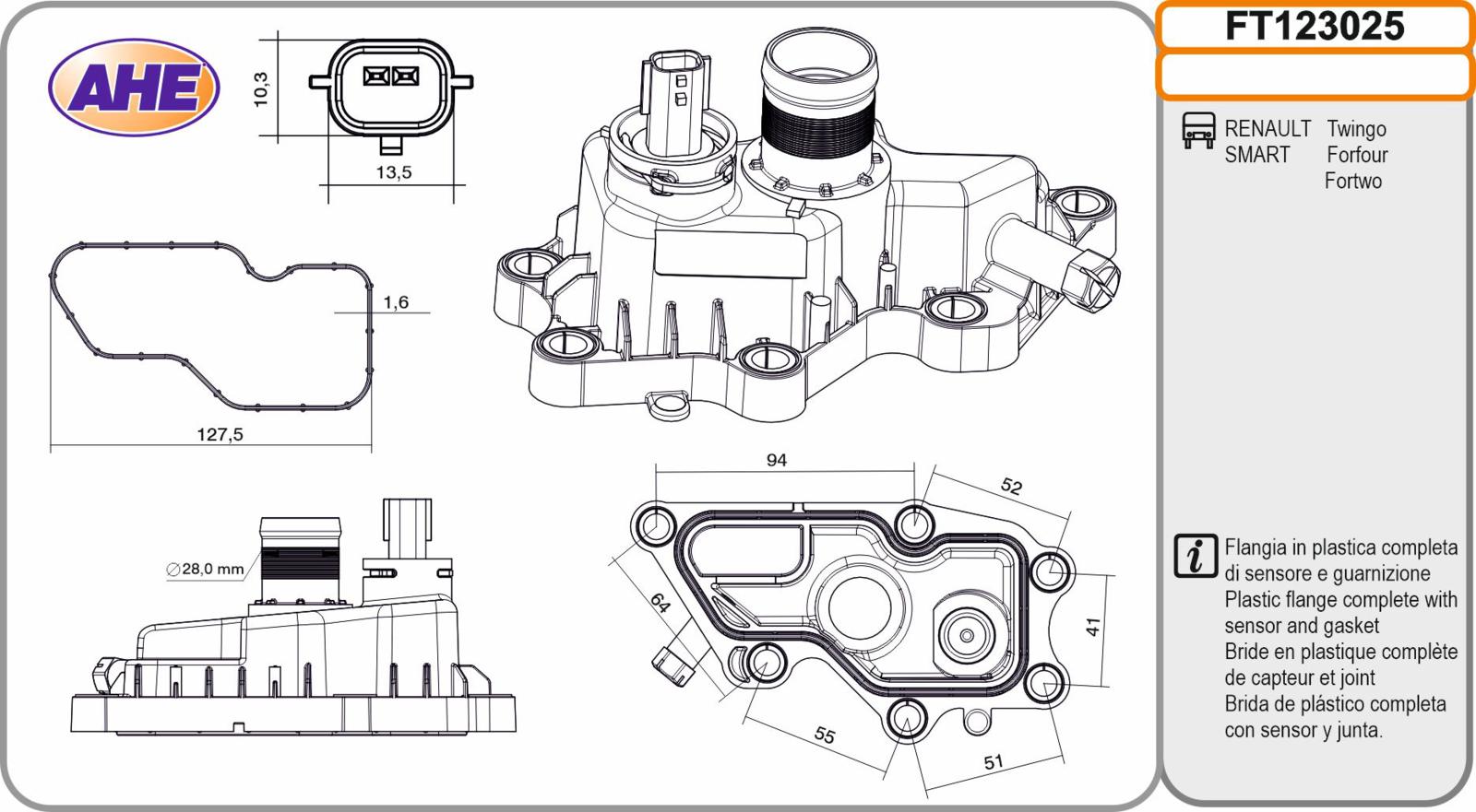 Flangia RENAULT / SMART Twingo / Forfour / Fortwo 1.0  07.14-