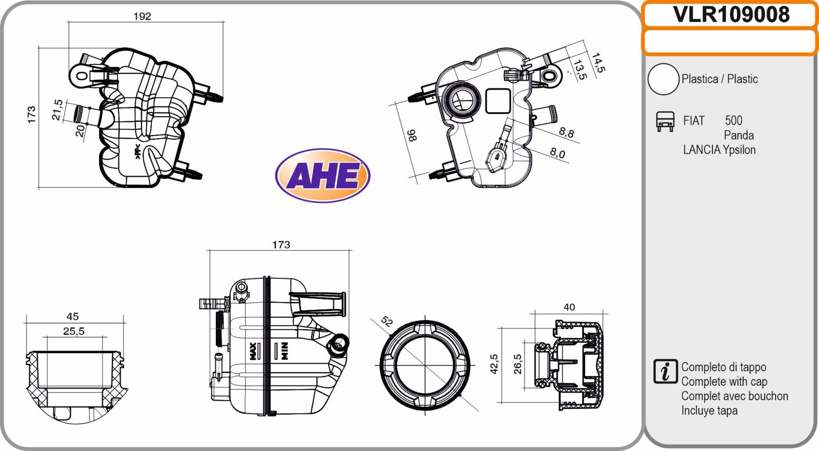 Vas. Liq. Ref. FIAT / LANCIA 500 / Panda / Ypsilon 0.9 09.09-
