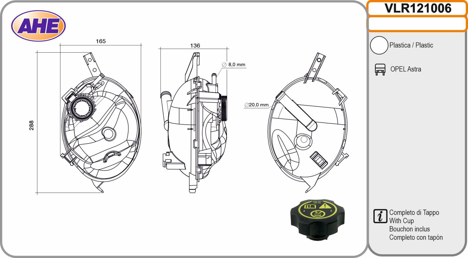 Vas. Liq. Ref. OPEL Astra 1.0 / 1.4 / 1.6 / 1.6CDTi 06.15-12.21