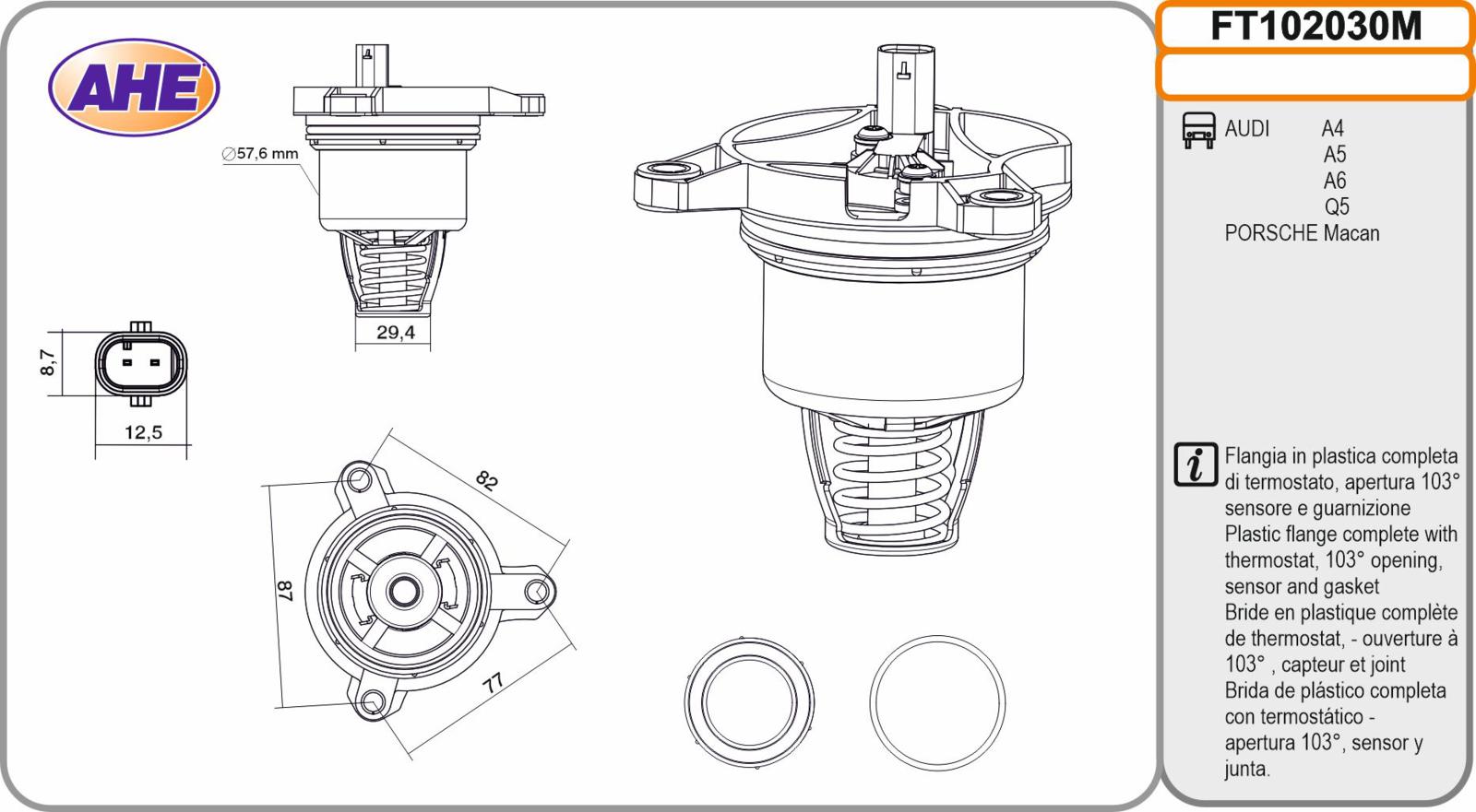 Fl. Term. AUDI / PORSCHE A4 / A5 / A6 / Q5 / Macan 2.9 / 3.0 05.16-