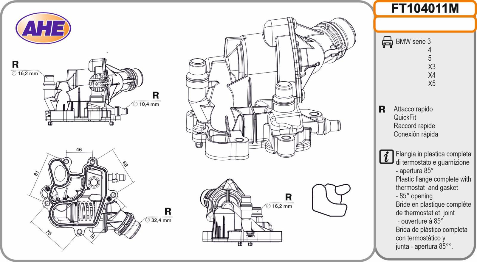 Fl. Term. BMW serie 3 / 4 / 5 / X3 / X4 / X5 16d / 18d / 20d 03.17-